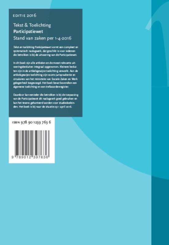 Achterkant van Tekst en toelichting participatiewet