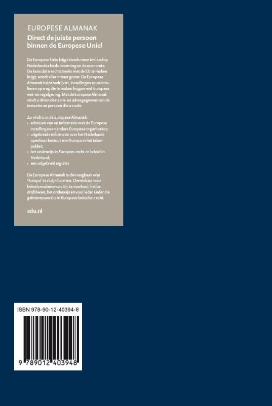 Achterkant van Europese almanak tusseneditie 2019