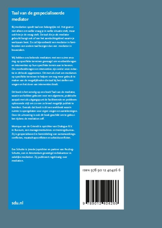 Achterkant van Taal van de gespecialiseerde mediator
