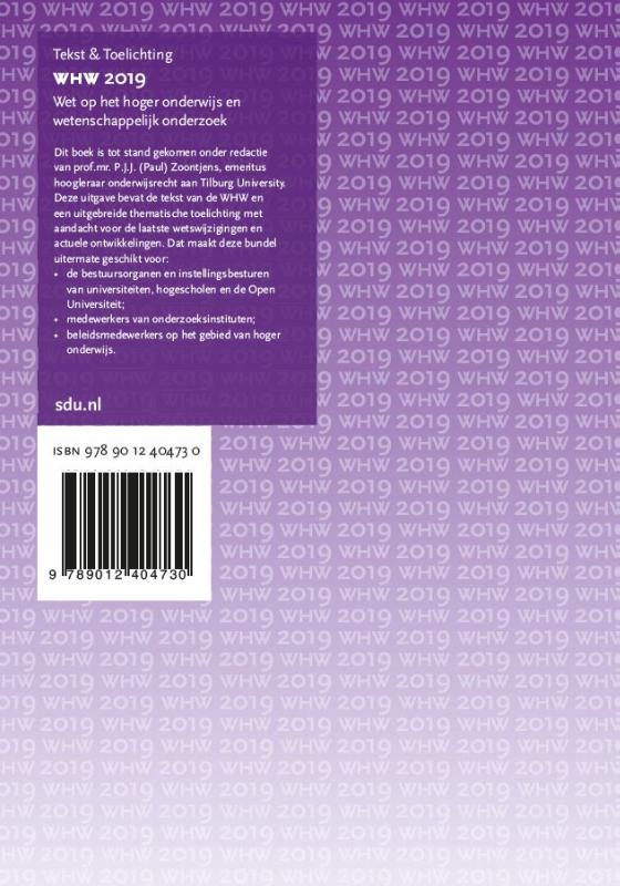 Achterkant van WHW 2019 Tekst en toelichting
