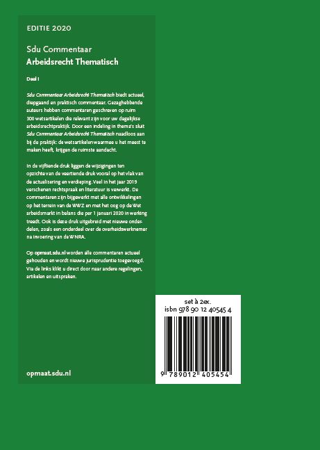 Achterkant van Sdu Commentaar Arbeidsrecht Thematisch. 2020. (set 2 ex.)