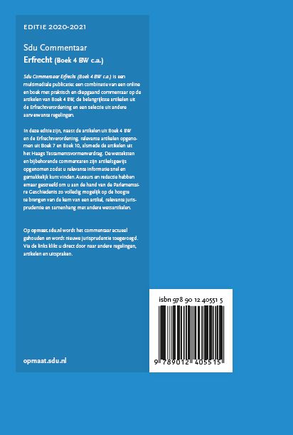 Achterkant van Sdu Commentaar Erfrecht (Boek 4 BW c.a.) 2020-2021