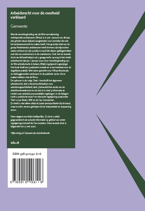 Achterkant van Arbeidsrecht voor de overheid verklaard, Editie Gemeente. 2020/2