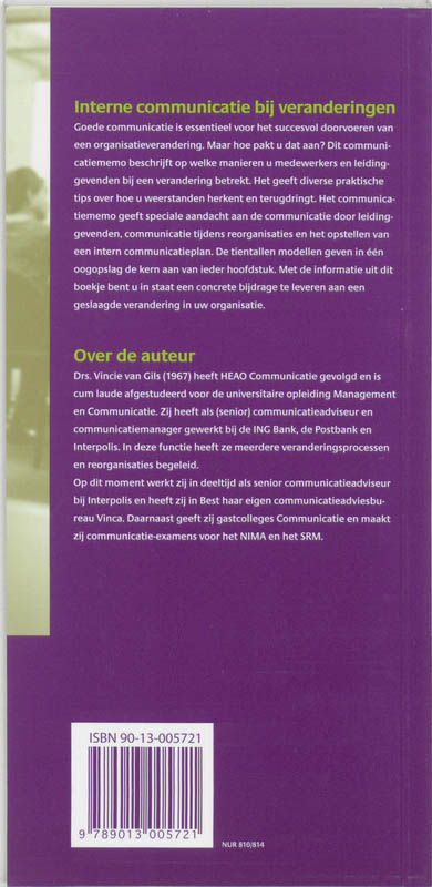 Achterkant van Interne communicatie bij veranderingen