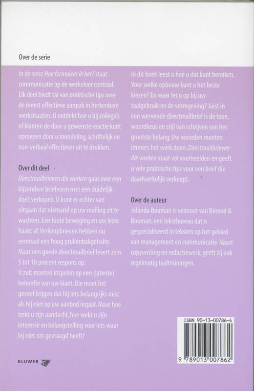 Achterkant van Directmailbrieven die werken
