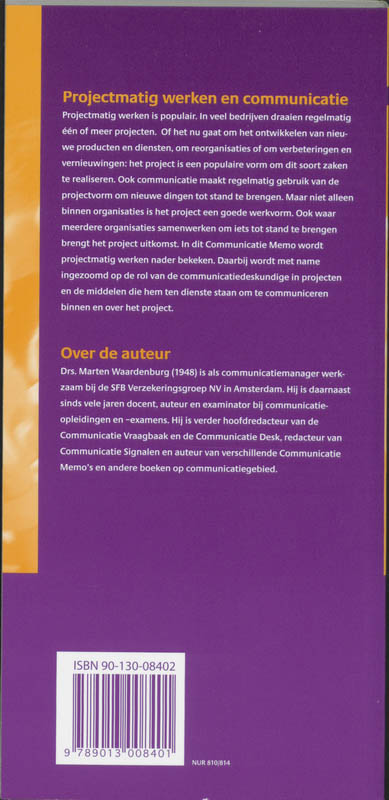 Achterkant van Projectmatig werken en communicatie