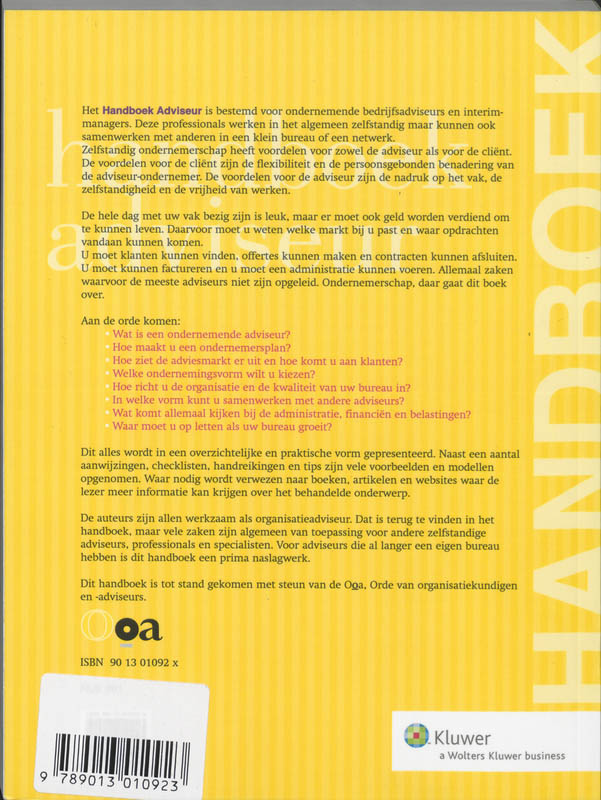 Achterkant van Handboek adviseur