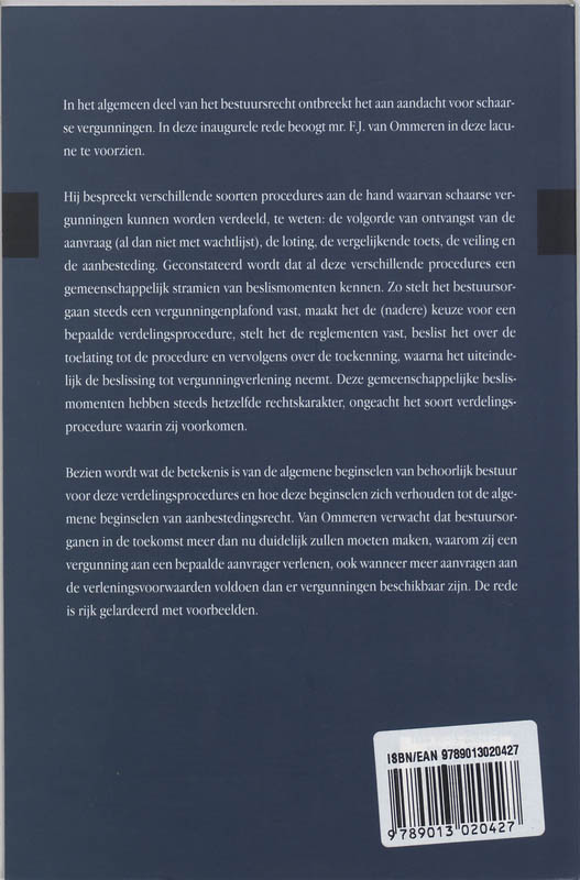 Achterkant van Schaarse vergunningen