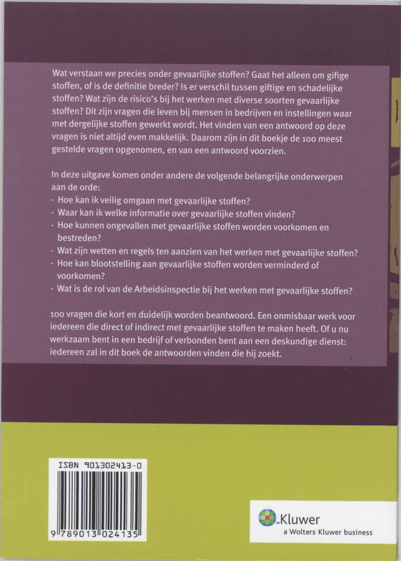 Achterkant van Gevaarlijke stoffen in 100 vragen