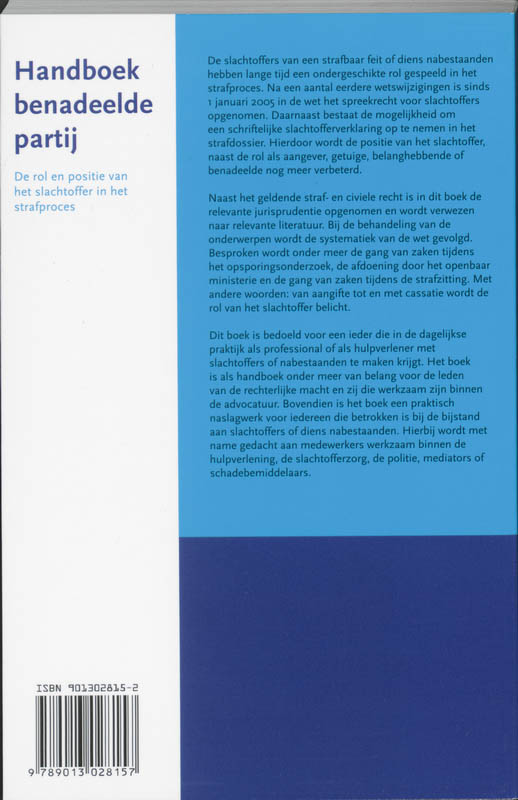 Achterkant van Handboek benadeelde partij