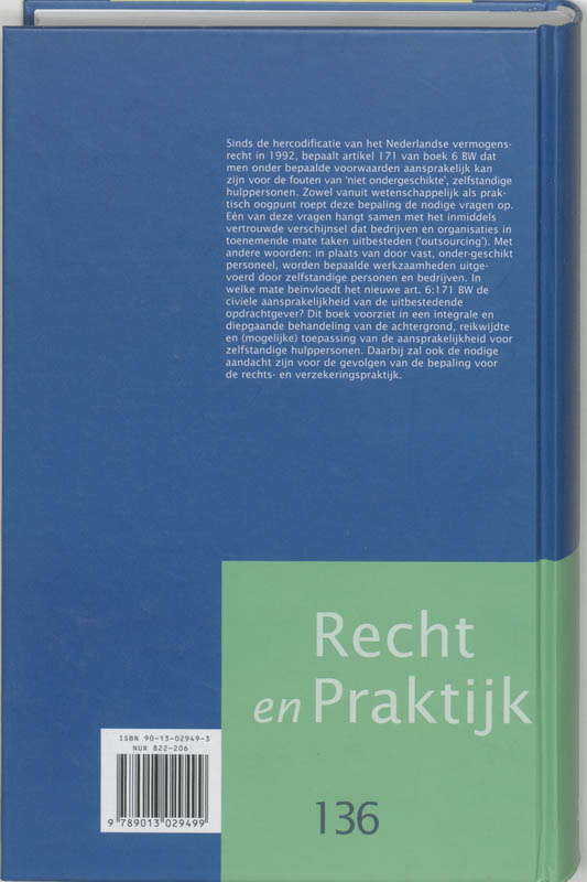 Achterkant van Aansprakelijkheid voor zelfstandige hulppersonen