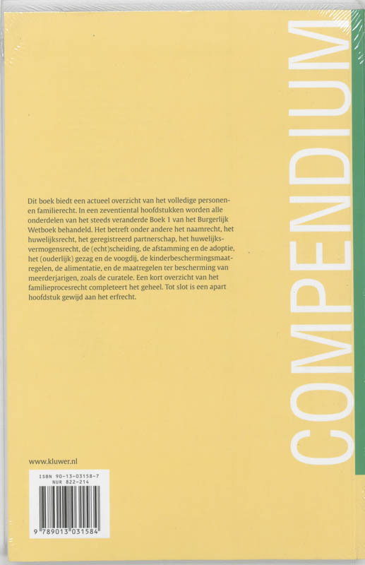 Achterkant van Compendium van het personen- en familierecht