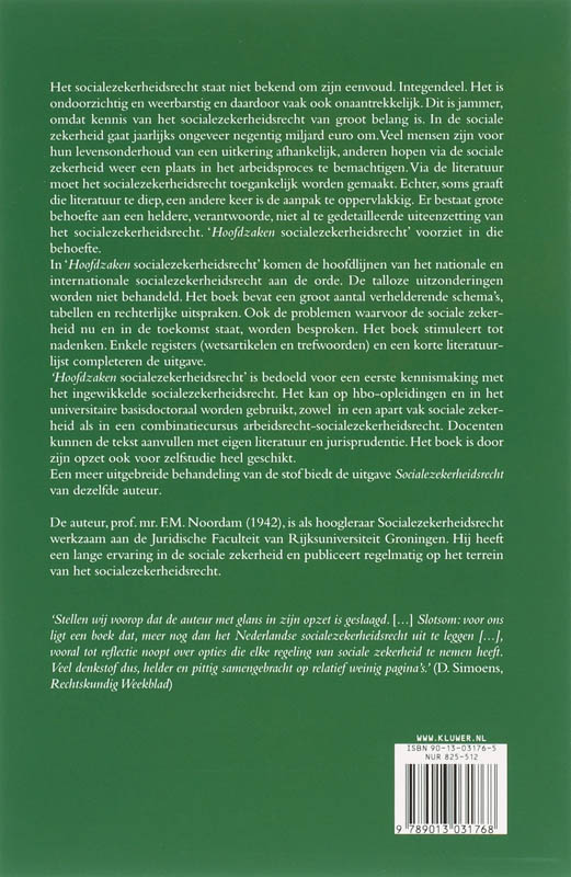 Achterkant van Hoofdzaken socialezekerheidsrecht