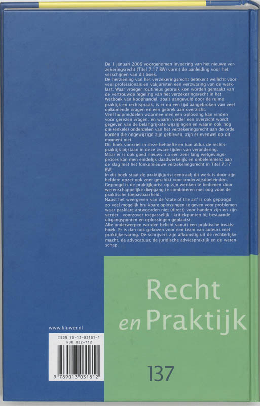 Achterkant van Nieuw verzekeringsrecht praktisch belicht