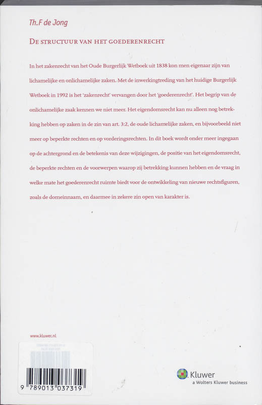 Achterkant van De structuur van het goederenrecht