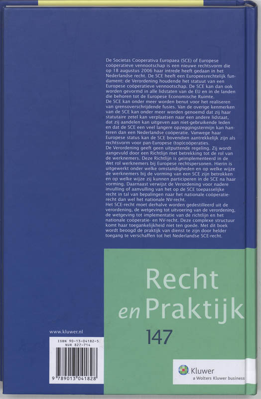 Achterkant van De Europese cooperatieve vennootschap SCE