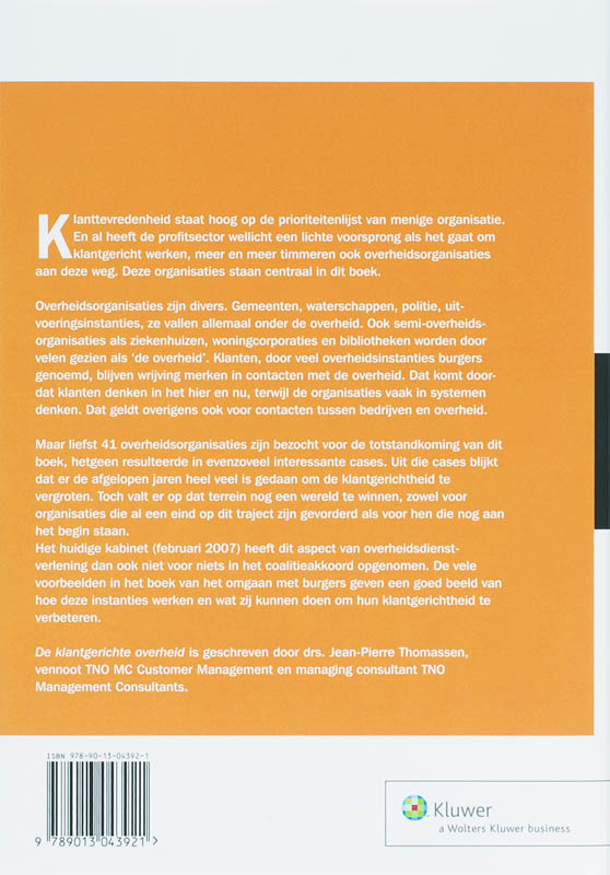 Achterkant van De klantgerichte overheid