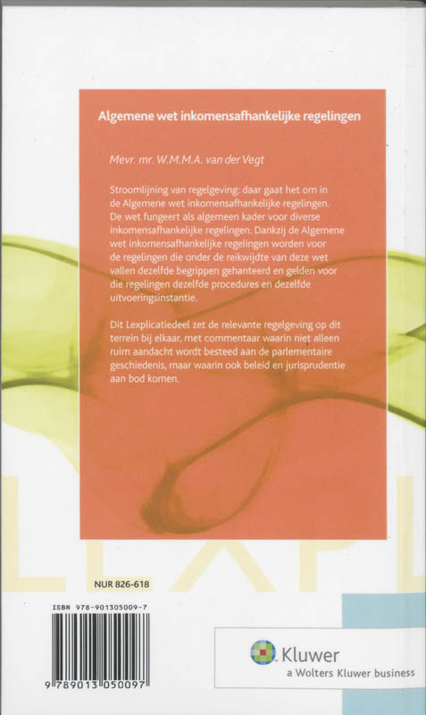 Achterkant van Algemene Wet inkomenafhankelijke regelingen