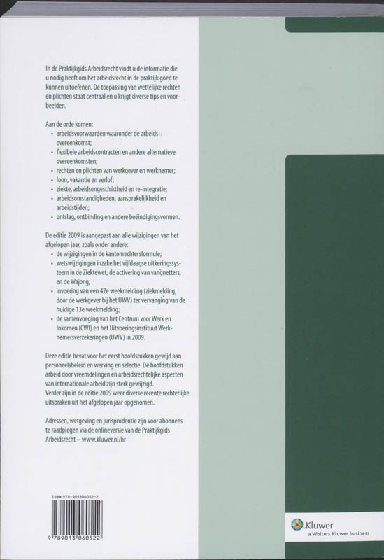 Achterkant van Praktijkgids Arbeidsrecht 2009