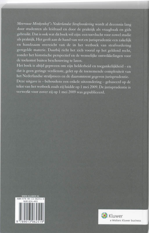 Achterkant van Minkenhof's Nederlandse strafvordering