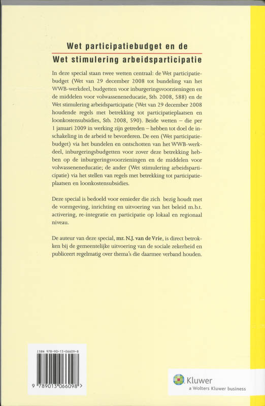 Achterkant van Wet participatiebudget en de Wet stimulering arbeidsparticipatie