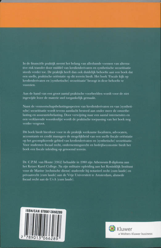 Achterkant van Fiscale aspecten van Kredietderivaten & (Synthetische) Securitisatie
