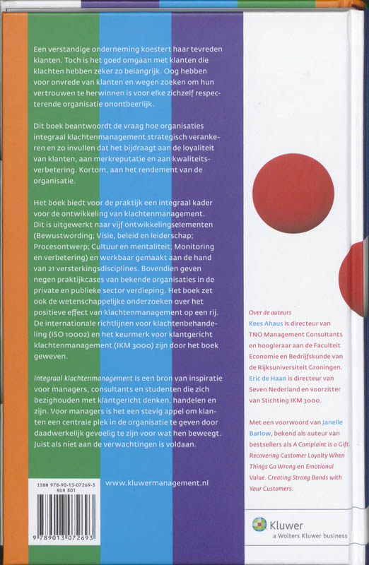 Achterkant van Integraal Klachtenmanagement