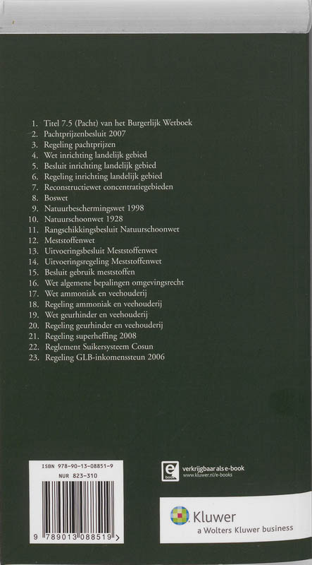 Achterkant van Pacht/Wetgeving landelijk gebied 2011/2012