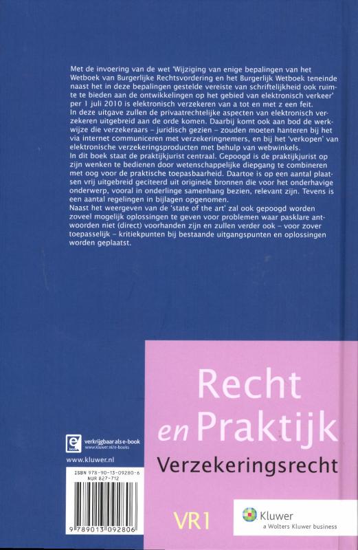 Achterkant van Juridische aspecten van elektronisch verzekeren