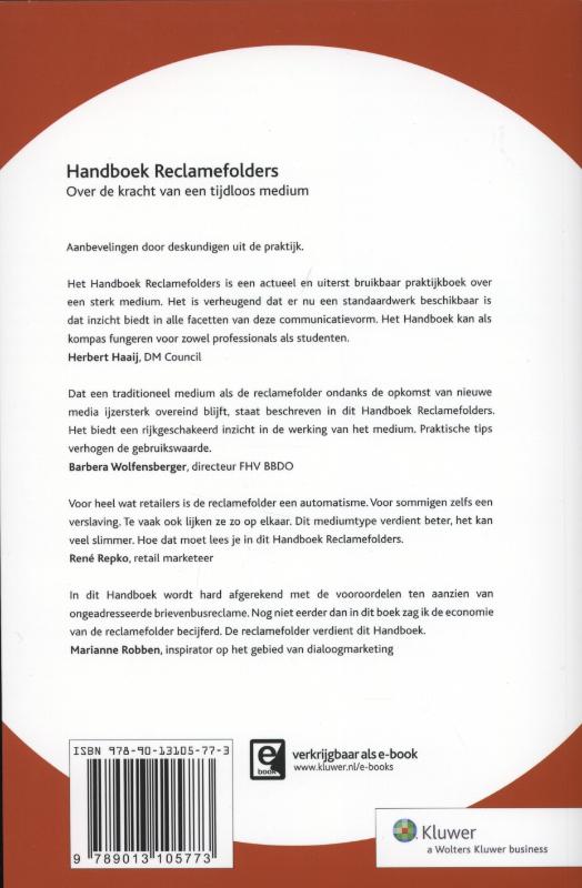 Achterkant van Handboek reclamefolders