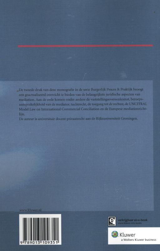 Achterkant van Mediation in juridisch perspectief