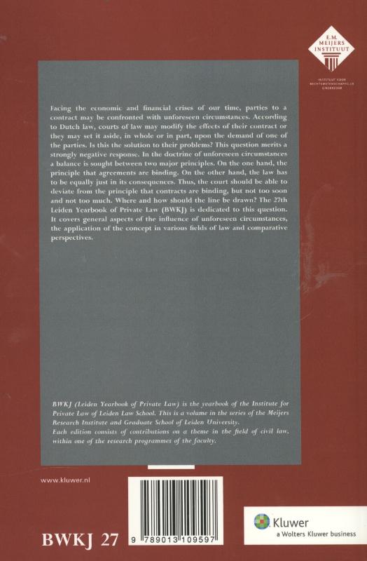 Achterkant van Foreseen and unforseen circumstances