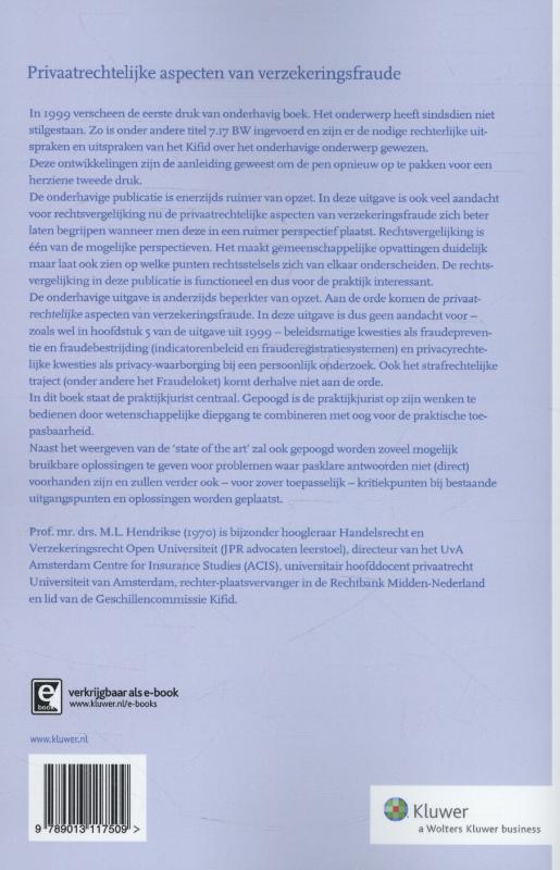 Achterkant van Privaatrechtelijke aspecten van verzekeringsfraude