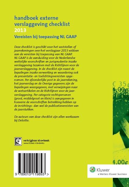 Achterkant van Handboek externe verslaggeving checklist 2013
