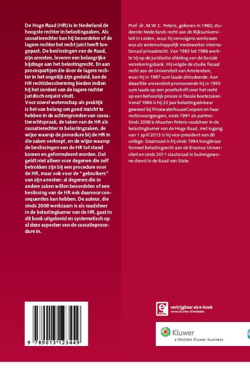 Achterkant van Beroep in cassatie in belastingzaken