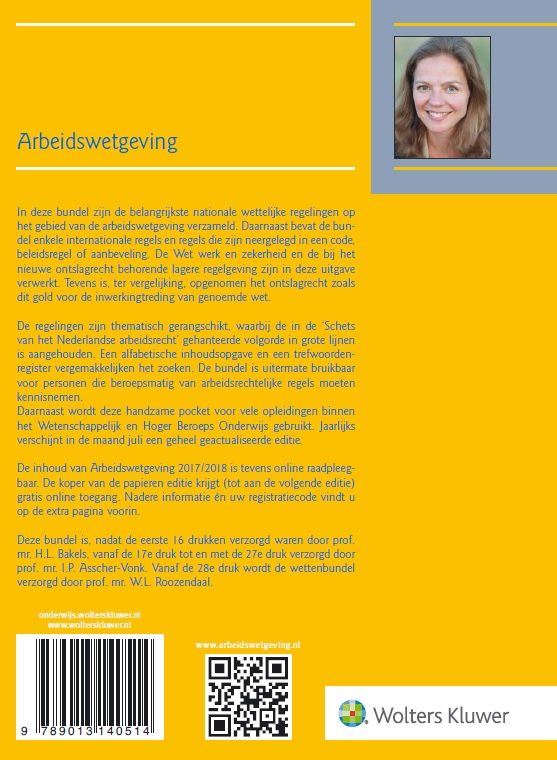 Achterkant van Arbeidswetgeving 2017/2018