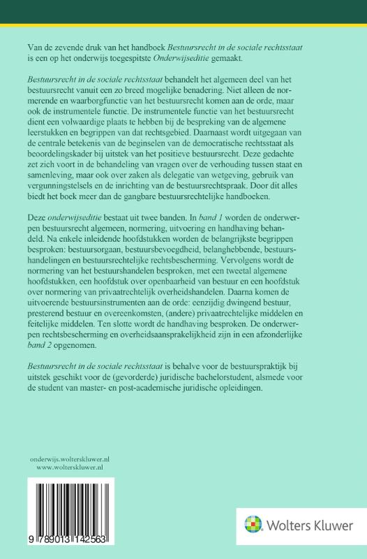 Achterkant van Onderwijseditie bestuursrecht in de sociale rechtsstaat, band 1
