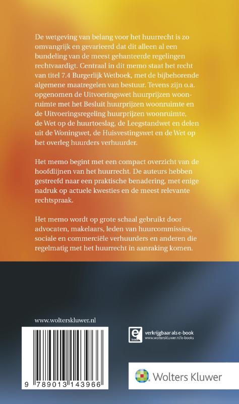 Achterkant van Huurrechtmemo 2017/2018