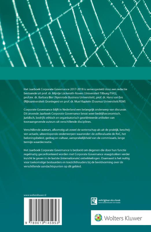 Achterkant van Jaarboek Corporate Governance 2017-2018