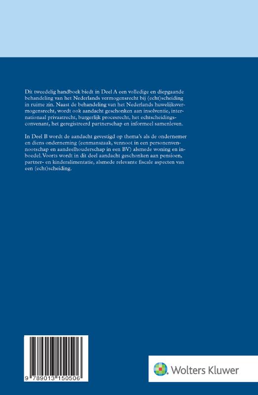 Achterkant van Handboek Nederlands vermogensrecht bij scheiding Deel B