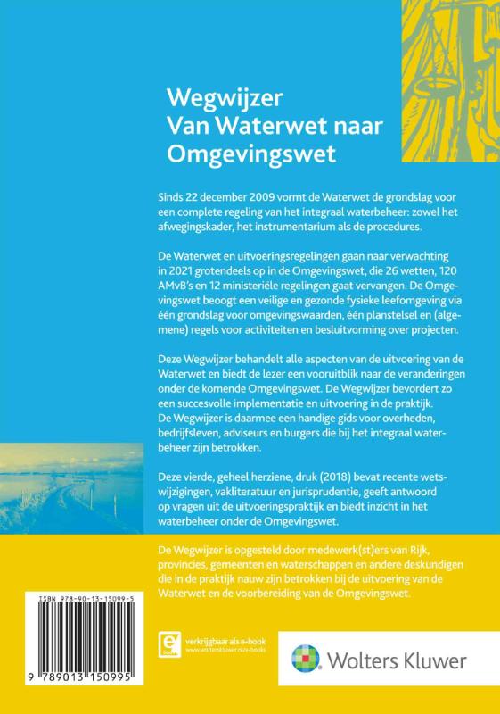 Achterkant van Wegwijzer van Waterwet naar Omgevingswet 2018