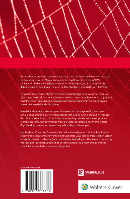 Achterkant van Jaarboek Corporate Governance 2018-2019