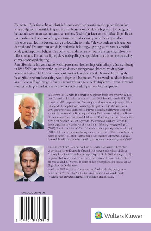 Achterkant van Elementair Belastingrecht (theorieboek) 2019/2020