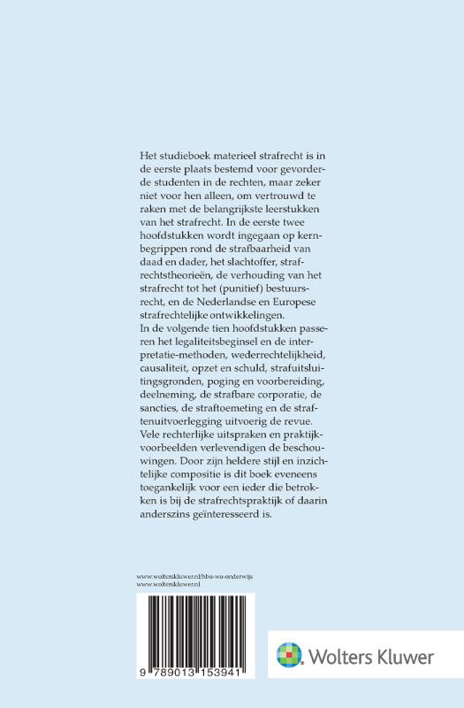 Achterkant van Studieboek materieel strafrecht