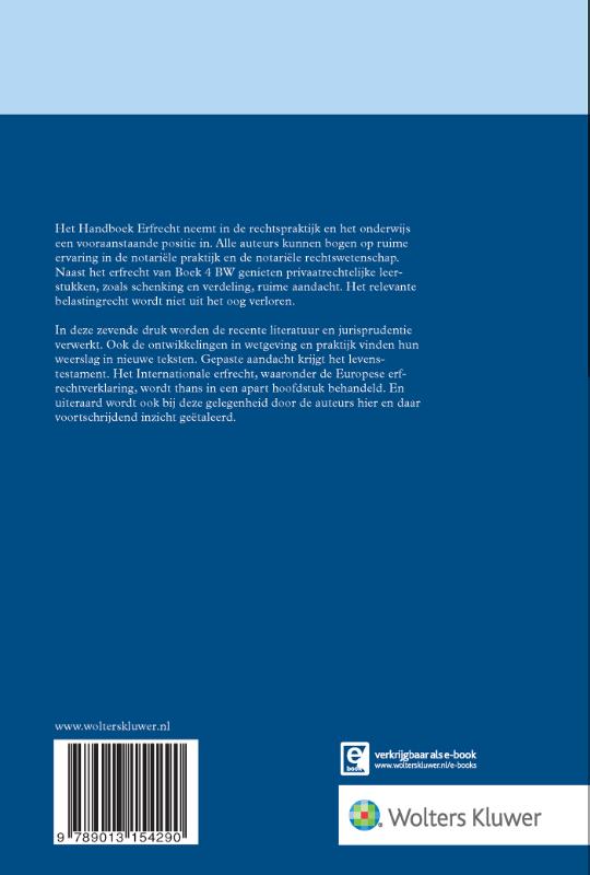 Achterkant van Handboek Erfrecht