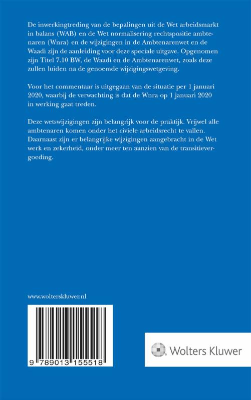 Achterkant van Arbeidsovereenkomst Speciale uitgave WAB en Wnra
