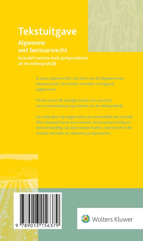 Achterkant van Tekstuitgave Algemene wet bestuursrecht 2020-2021