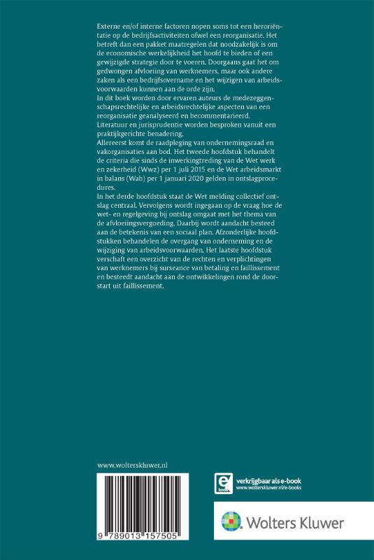 Achterkant van Arbeidsrechtelijke aspecten van reorganisatie