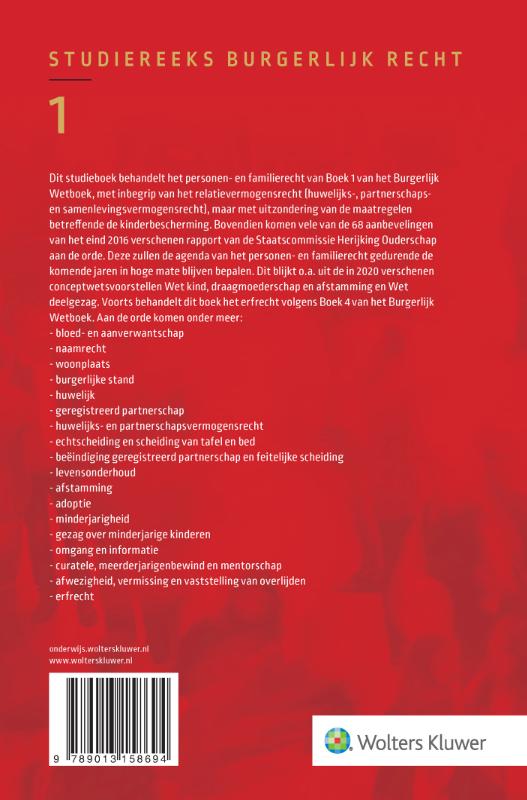 Achterkant van Personen- en familierecht, relatievermogensrecht en erfrecht