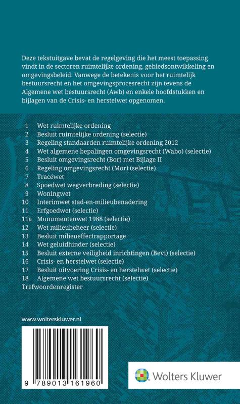 Achterkant van Tekstuitgave Ruimtelijk bestuursrecht 2021/2